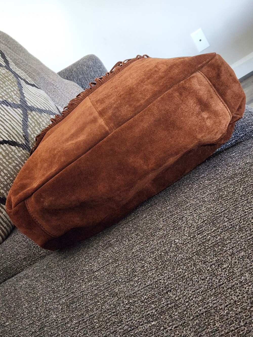 🔴SOLD🔴🐎RARE Ralph Lauren🐎 - Brown Suede Fringe Hobo Bag w/Crossbody Strap - Picture 11 of 15